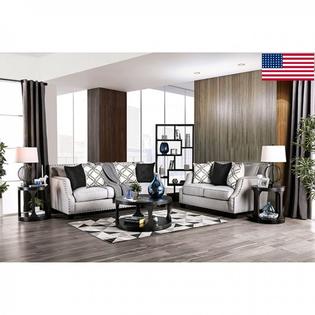 Furniture Of America Living Room Furniture Gray Chenille Fabric 2pc