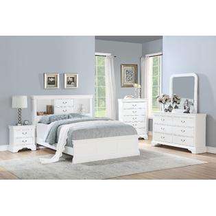 Esofastore Modern White 4pc Set Bedroom Furniture Full Size Bed