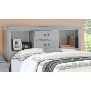 Esofastore Grey Queen Size Bed Unique Storage Hb Shelves Drawers
