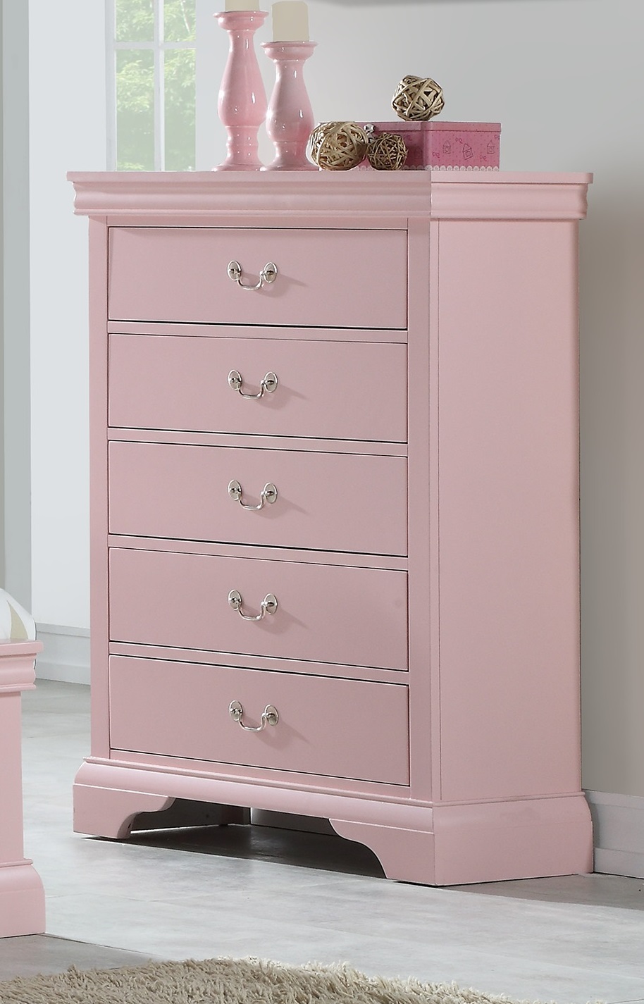 Esofastore Modern Light Pink 3pc Set Youth Bedroom Furniture Twin