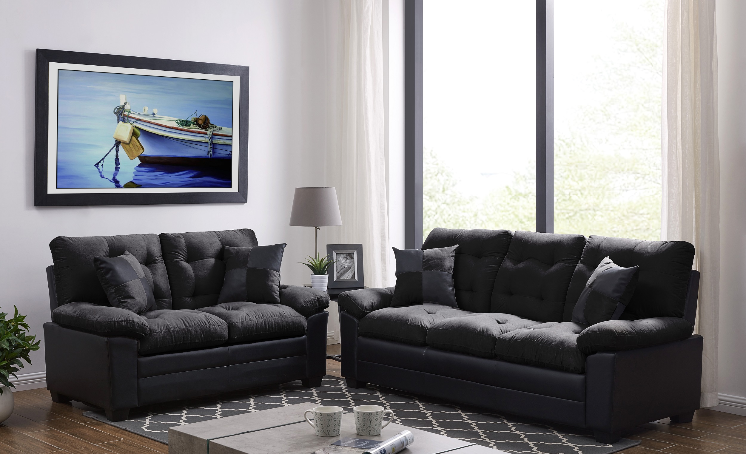 Black Microfiber Sofa