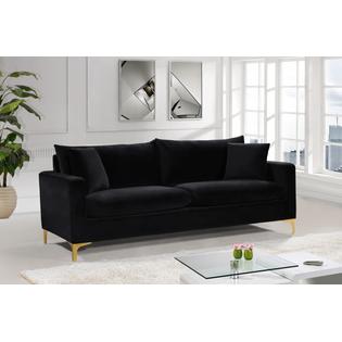 Hs Black Color Velvet Sofa Set 3pc Contemporary Modern Style