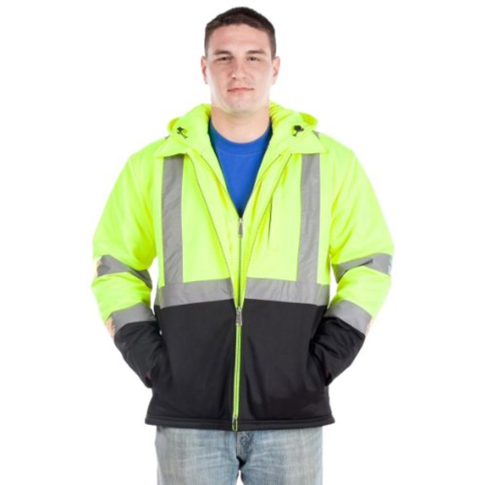 Utility Pro-Wear Polyamide High-Vis Industry Hooded Soft Shell Jacket with Dupont Teflon fabric protector, Yellow