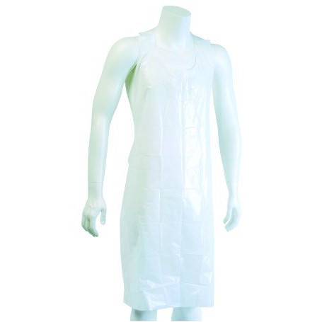 Storm Stripes Vinyl Aprons With Thread Sewn Edges, 35 x 45, 8 Mil, White - 12 Per Package