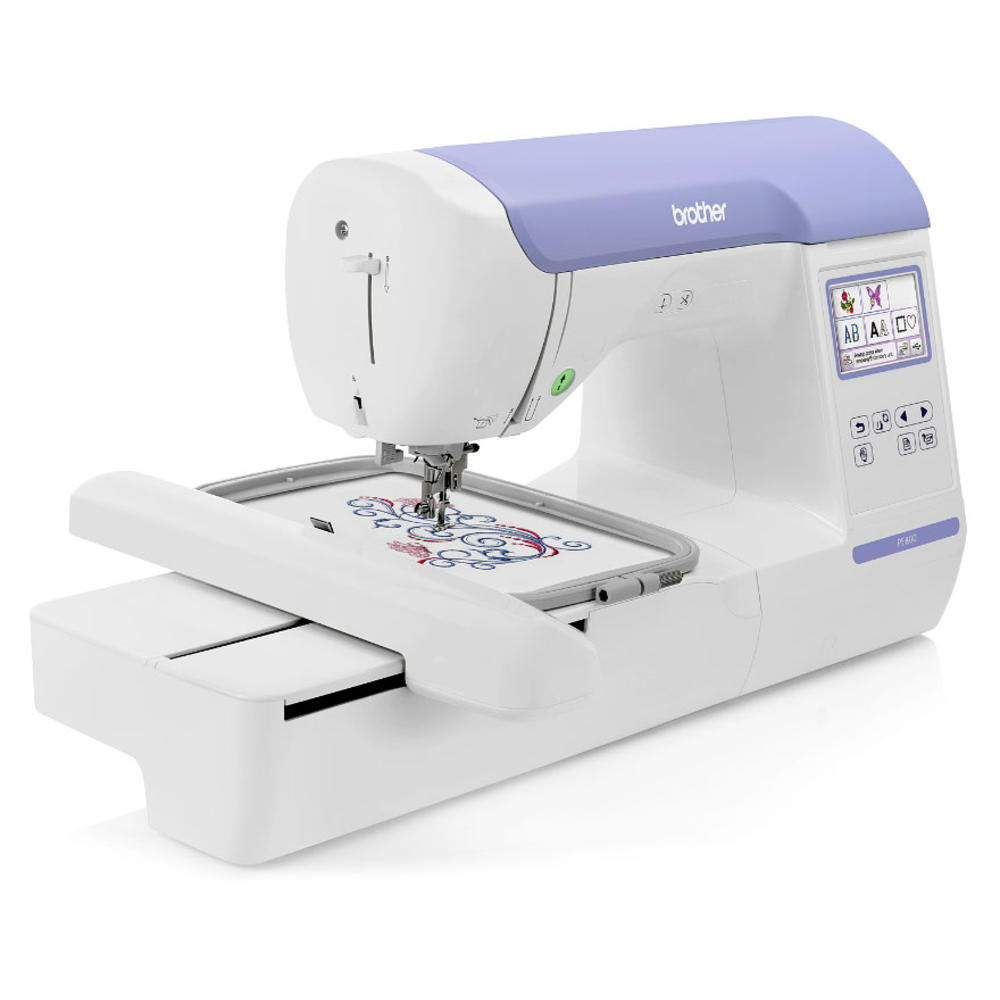 Brother PE800 5”x7” Embroidery Machine with Color Touch LCD Display, USB Port, 11 Lettering Fonts, and 138 Built-in Designs
