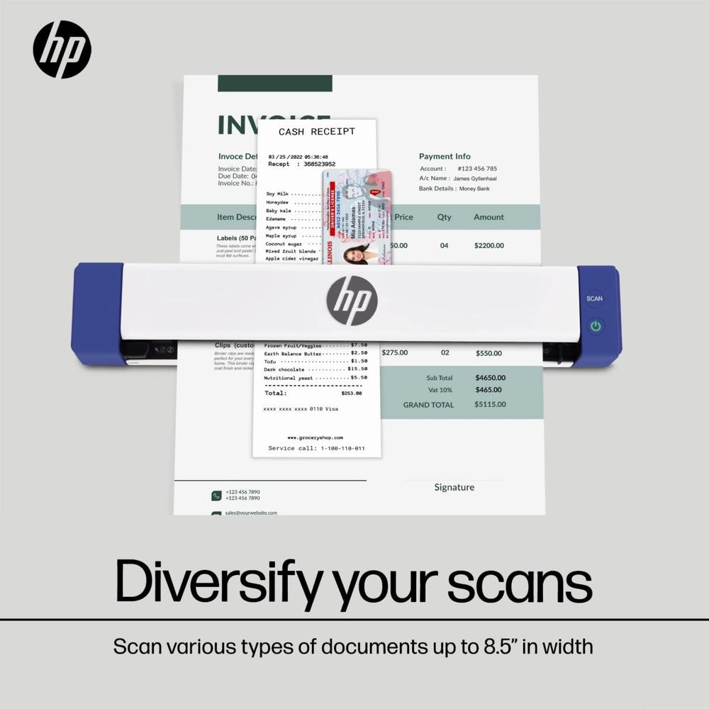 HP USB Document Scanner & Photo Scanner for 1-Sided Sheetfed Digital Scanning, PC and Mac Compatible