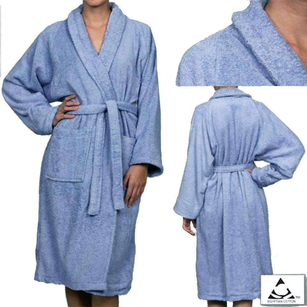 MARRIKAS 100% Egyptian Cotton Quality Bath Robe Blue