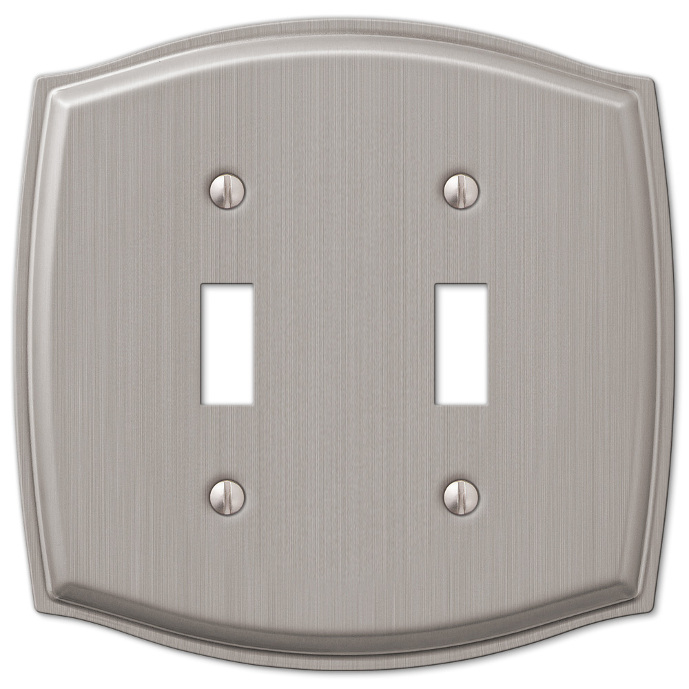 Howplumb Double 2 Toggle Switch Wall Plate Cover - Brushed Nickel
