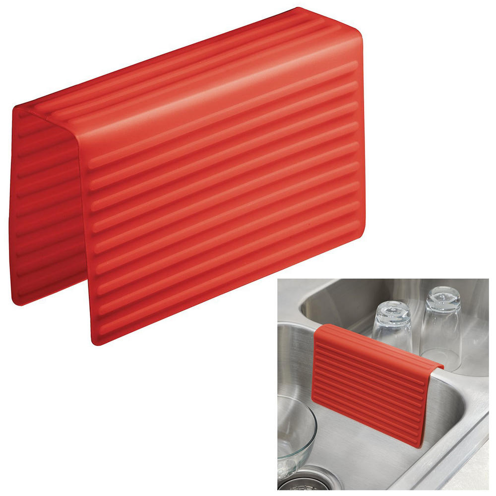 Howplumb Kitchen Sink Saddle Double Sink Protector Cover Red, White