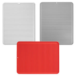 Howplumb Silicone Dish Drying Mat Trivet Large 12.4 x 16, Red, White, or  Grey