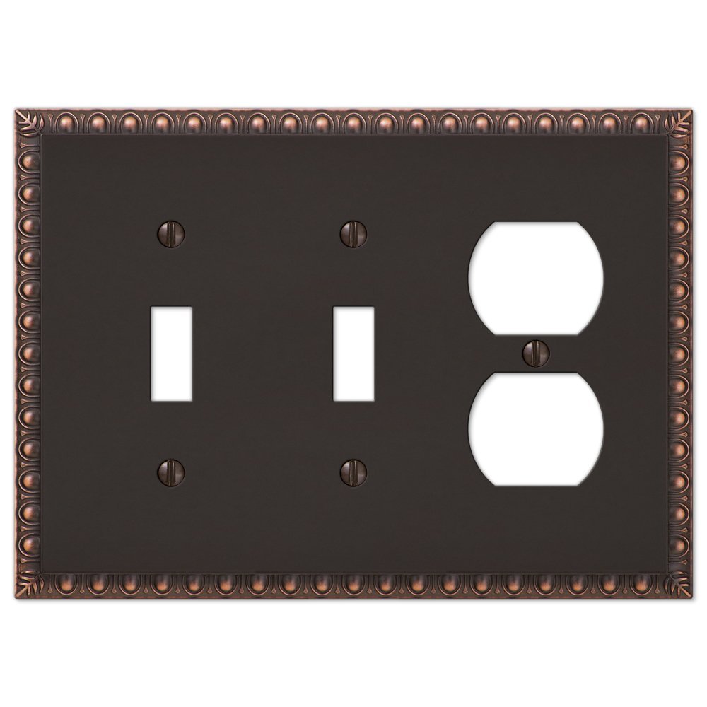Howplumb 2 Toggle 1 Duplex Switch Plate Outlet Egg & Dart Wall Plate Cover, Oil Rubbed Bronze