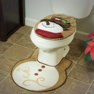 Howplumb Holiday Bathroom Snowman Toilet Seat Cover And Rug 2