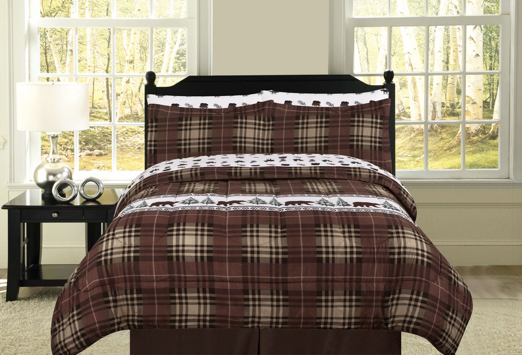 Howplumb Rustic Bear King Comforter 7 Piece Bedding And Sheet Set
