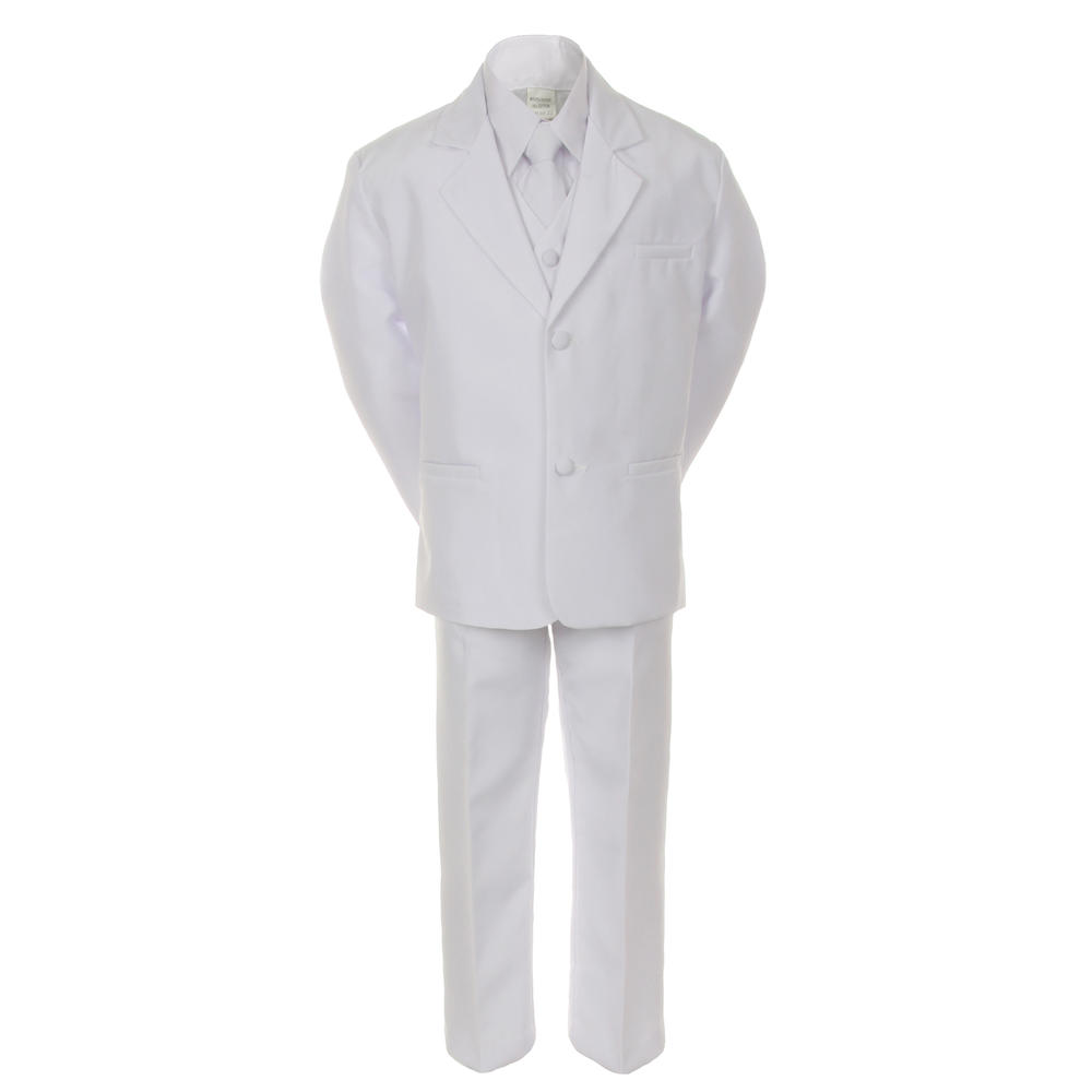 Unotux S M L XL 2T 3T 4T 7pc Fuchsia Satin Necktie & Vest + Baby Toddler Formal Wedding Party Boy Suit Tuxedo Outfit Set