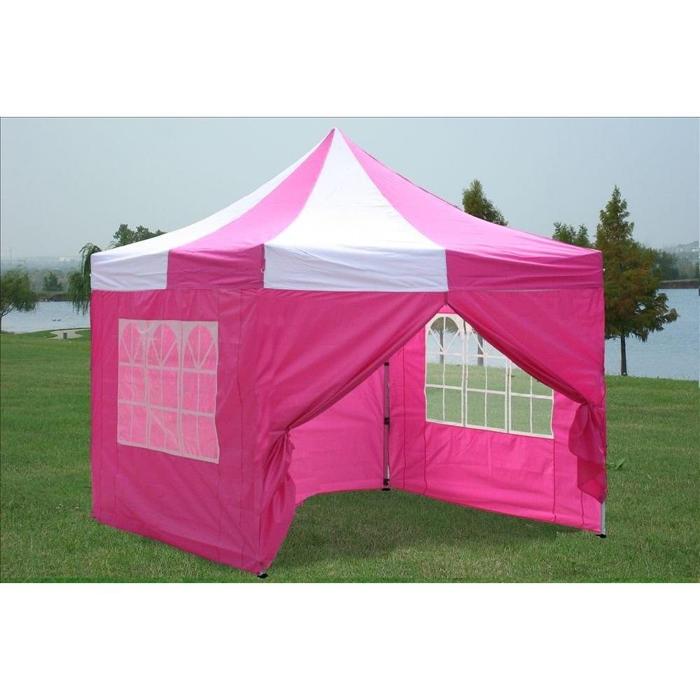 Delta canopy 10x10 F Model Pink/White - Pop up Canopy Party Tent Gazebo Ez - Upgraded Frame By DELTA Canopies