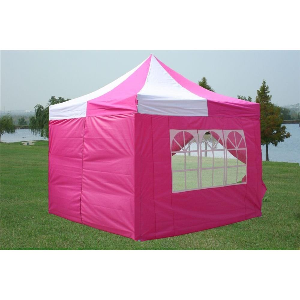 Delta canopy 10x10 F Model Pink/White - Pop up Canopy Party Tent Gazebo Ez - Upgraded Frame By DELTA Canopies