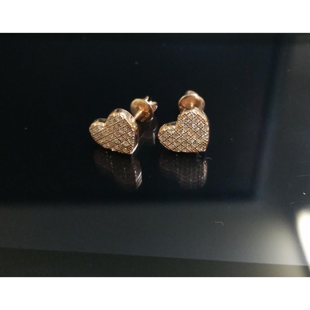 Earrings New Copper Heart Cubic Zirconia CZ Stud Earrings Screw Back 7 mm - 8 mm
