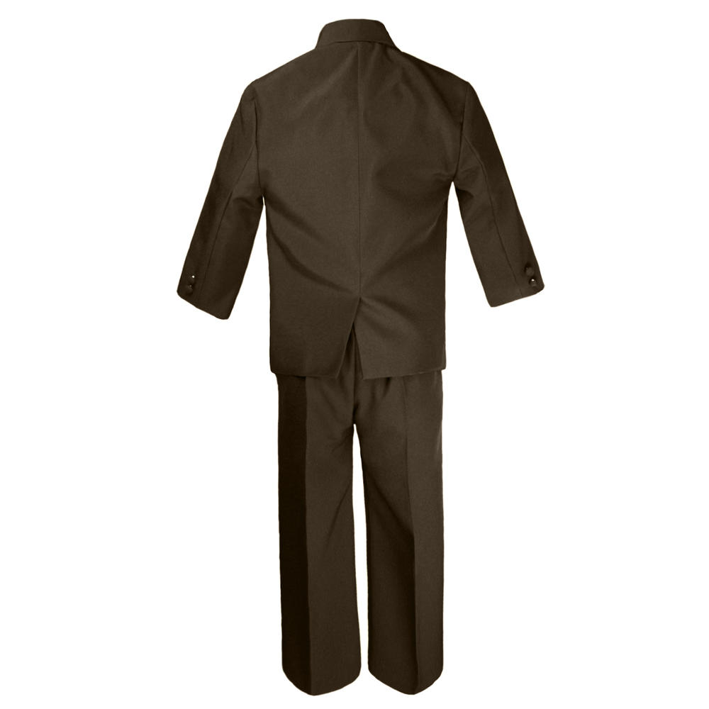 Leadertux 6pc 5 6 7 8 10 12 Kid Child Boys Brown Suits Tuxedo Formal Wedding Party Outfits Extra Fuchsia Necktie Set