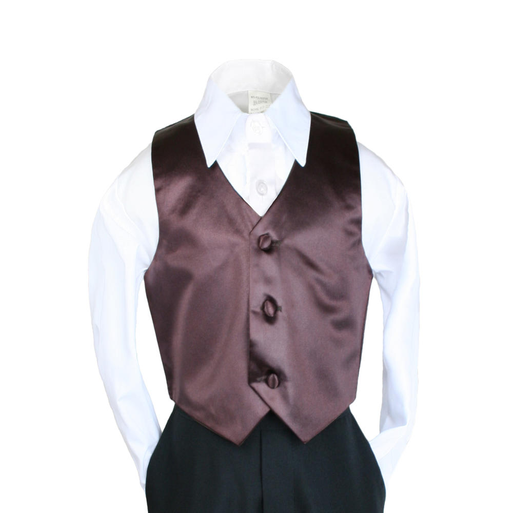Leadertux 5 6 7 8 10 12 14 16 18 20 Solid Color Satin Brown Vest only Boy Kid Child Teen size for Formal Tuxedo Suit