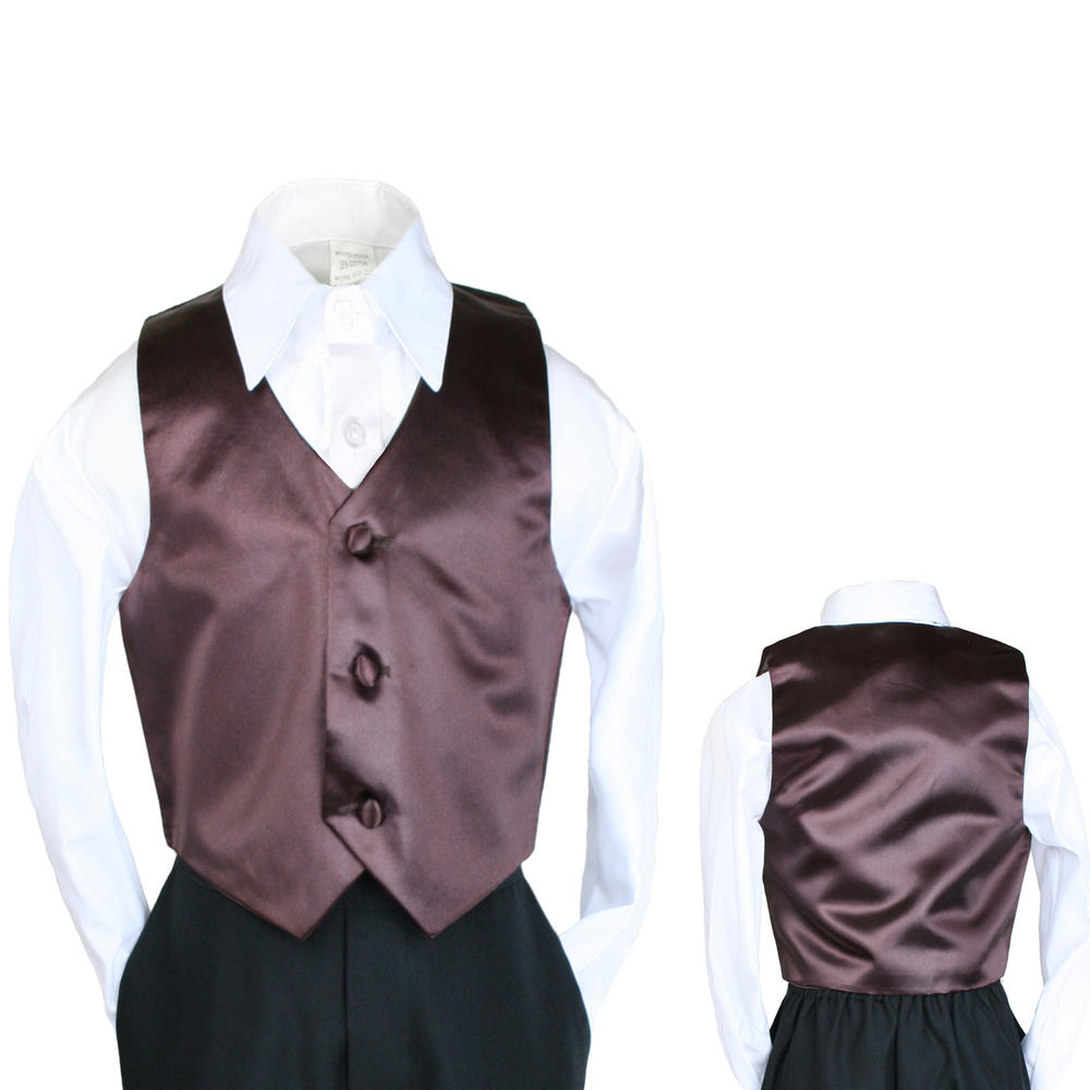 Leadertux 5 6 7 8 10 12 14 16 18 20 Solid Color Satin Brown Vest only Boy Kid Child Teen size for Formal Tuxedo Suit