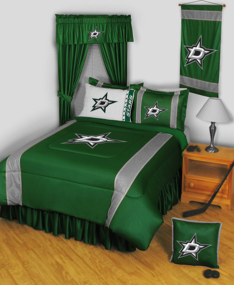 Sports Coverage Dallas Stars 8 Pc KING Size Comforter Set (Comforter, 1 Flat Sheet, 1 Fitted Sheet, 2 Pillow Cases, 2 Shams, 1 Bedskirt)
