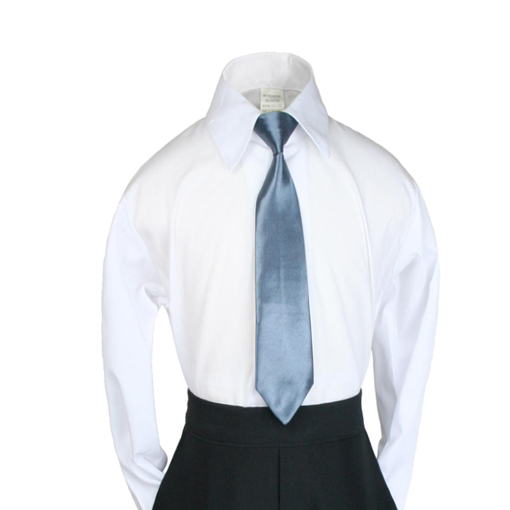 Leadertux S (S-4T) M (5-7) L (8-14) XL (16-20) Dark Gray Satin Zipper Necktie for Boy Baby Kid Teen for Formal Tuxedo Suit