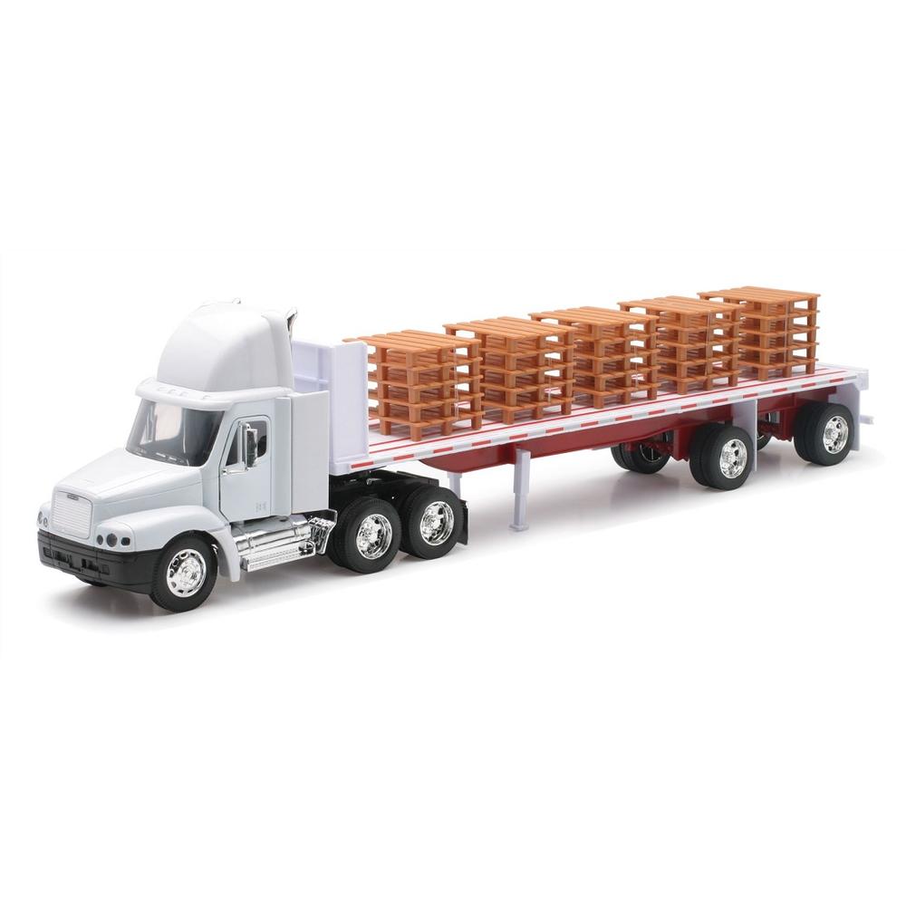 NewRay Toy Details about  Freightliner Century Flatbed 1:32 Scale Diecast White Truck Model with Pallets