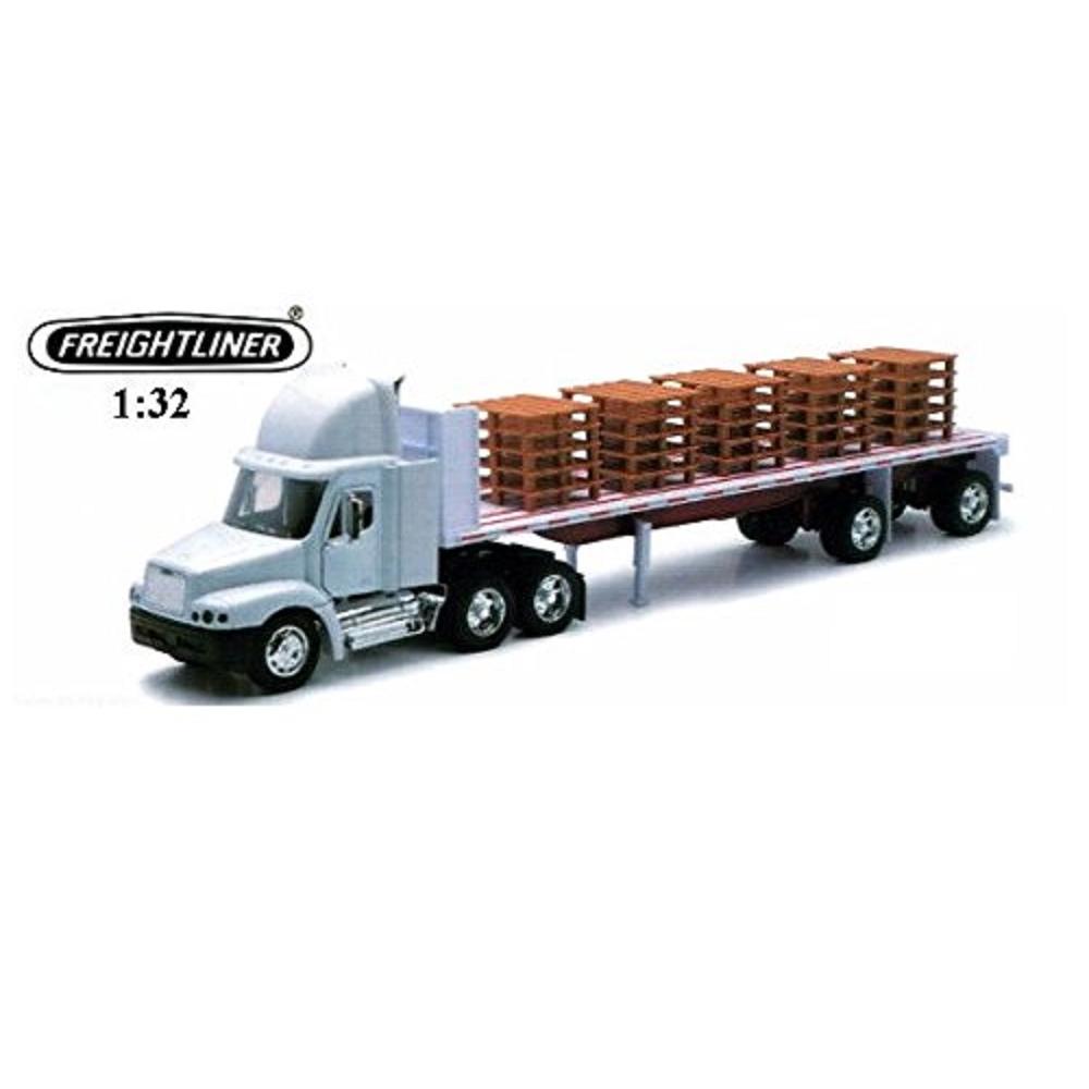 NewRay Toy Details about  Freightliner Century Flatbed 1:32 Scale Diecast White Truck Model with Pallets