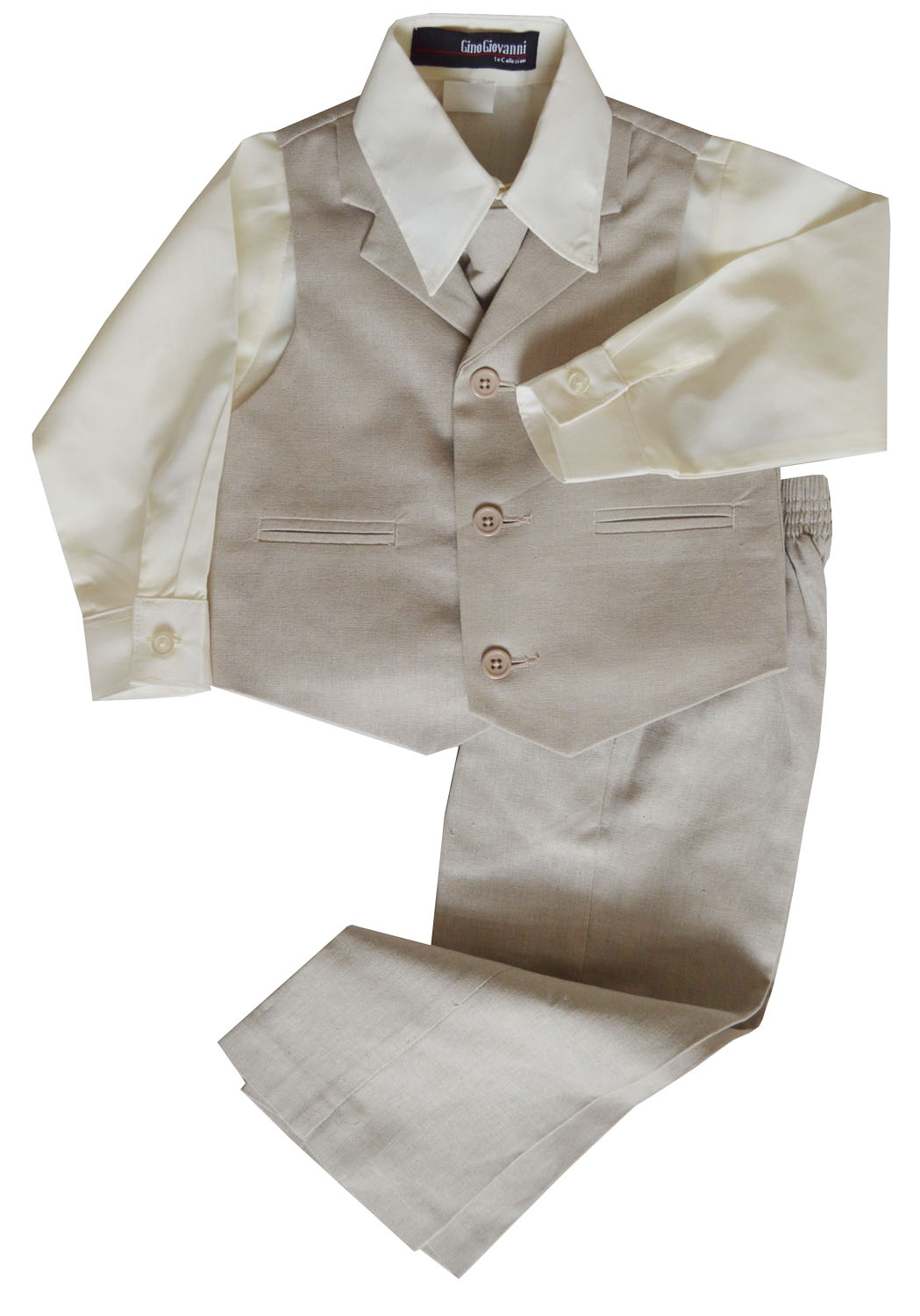 Gino Giovanni Boys Summer Linen Blend Suit Vest Dresswear Set