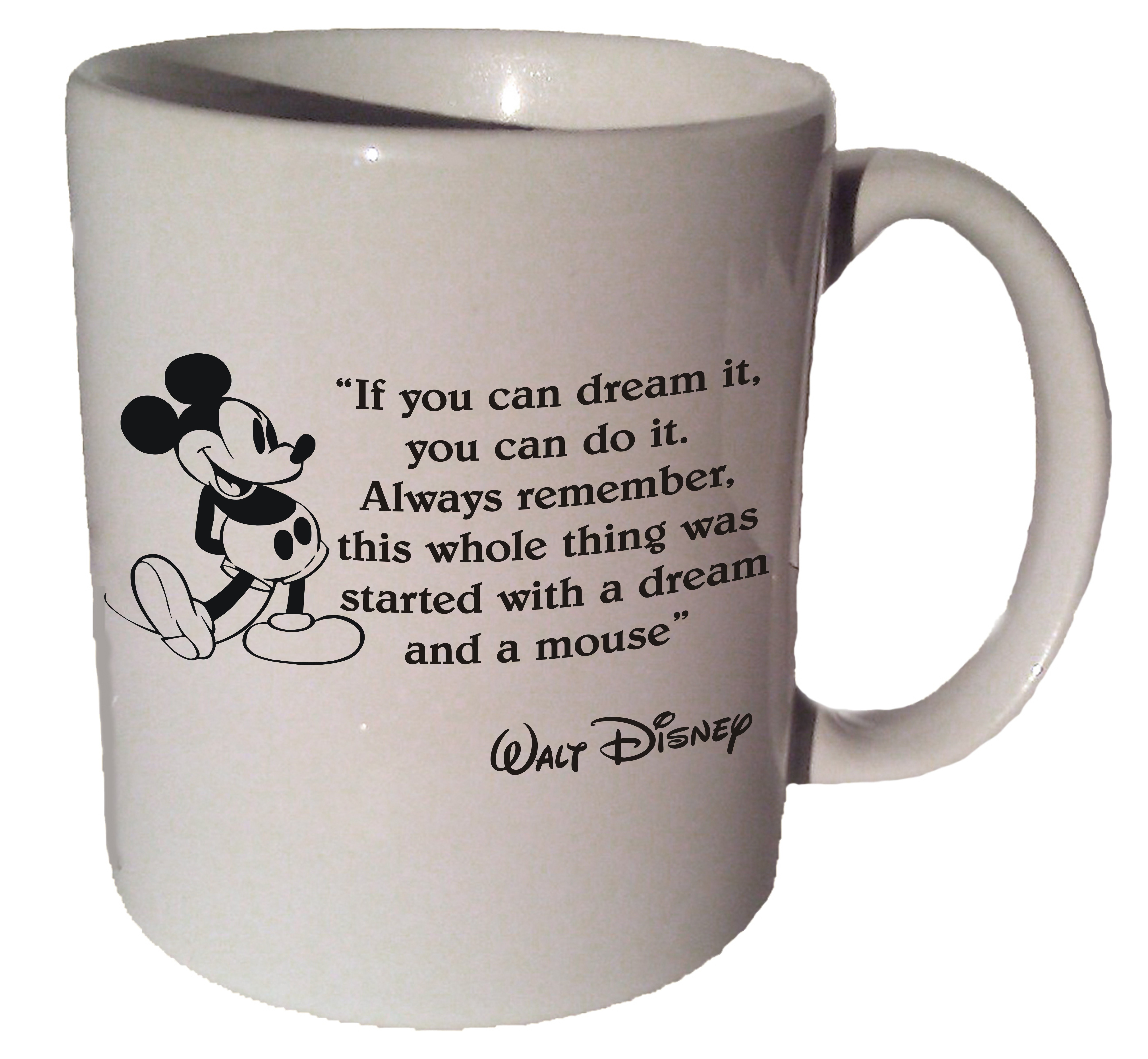 VMR Customization Mickey Mouse Disney "If You Can Dream It, You Can Do It" Quote Coffee Tea Ceramic Mug 11 Oz
