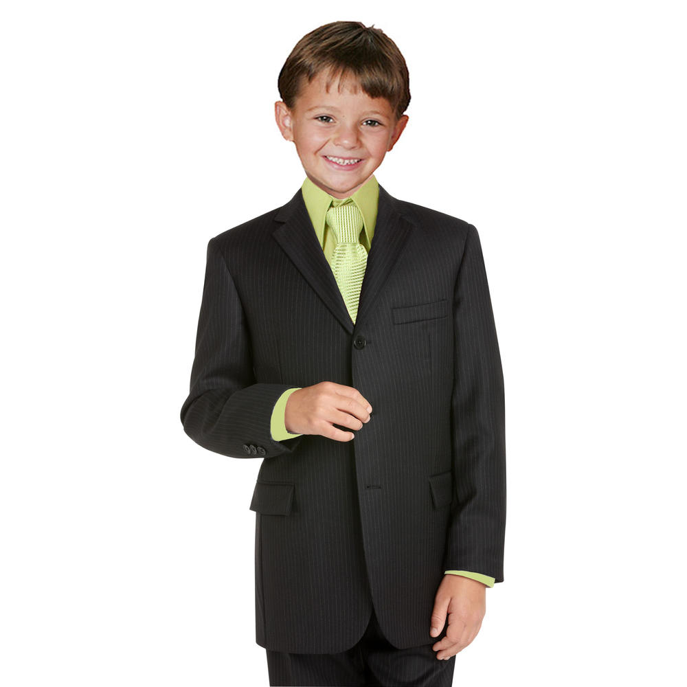 Johnnie Lene Black Soft Pinstripe Suit Set for Boys From Baby to Teen