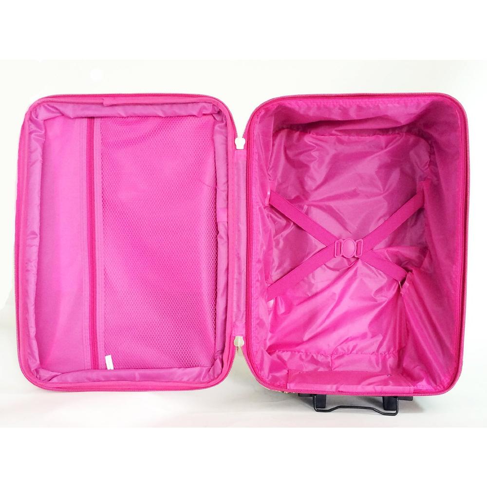 Private 3 Piece Luggage Set Travel Bag Rolling Wheel Upright Expandable Forest Pink