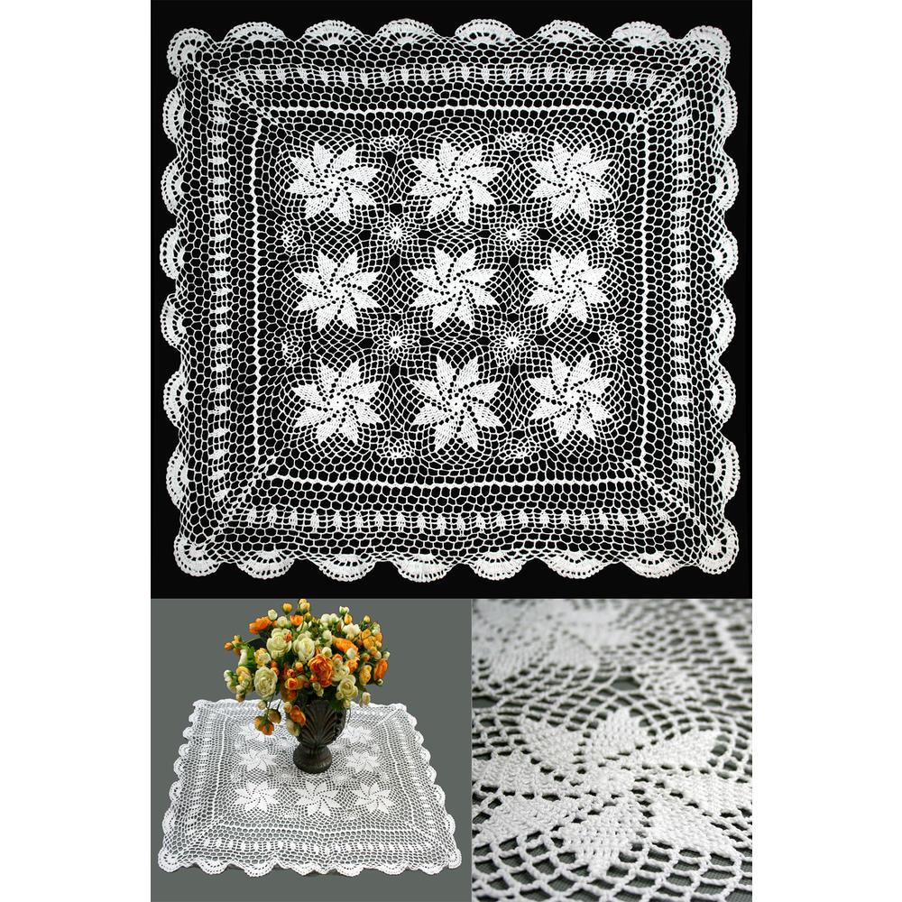 Leadertux 30"x30" Vintage Crochet Lace Doilies Placemat Table Runner Off White Hand-Made
