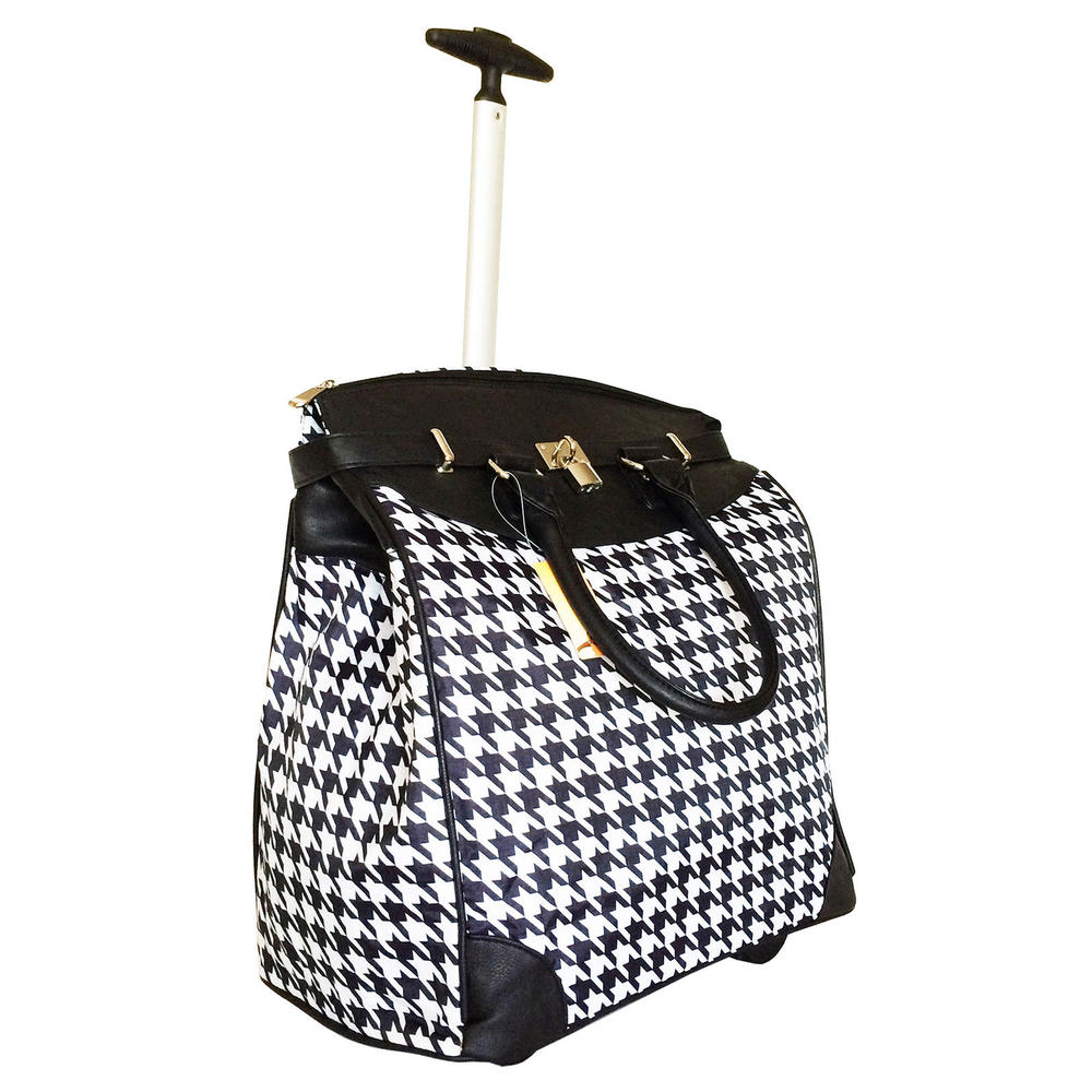 Sofia Bellina 19" Computer/laptop Bag Tote Duffel Rolling Wheel Case Purse Tablet Houndstooth