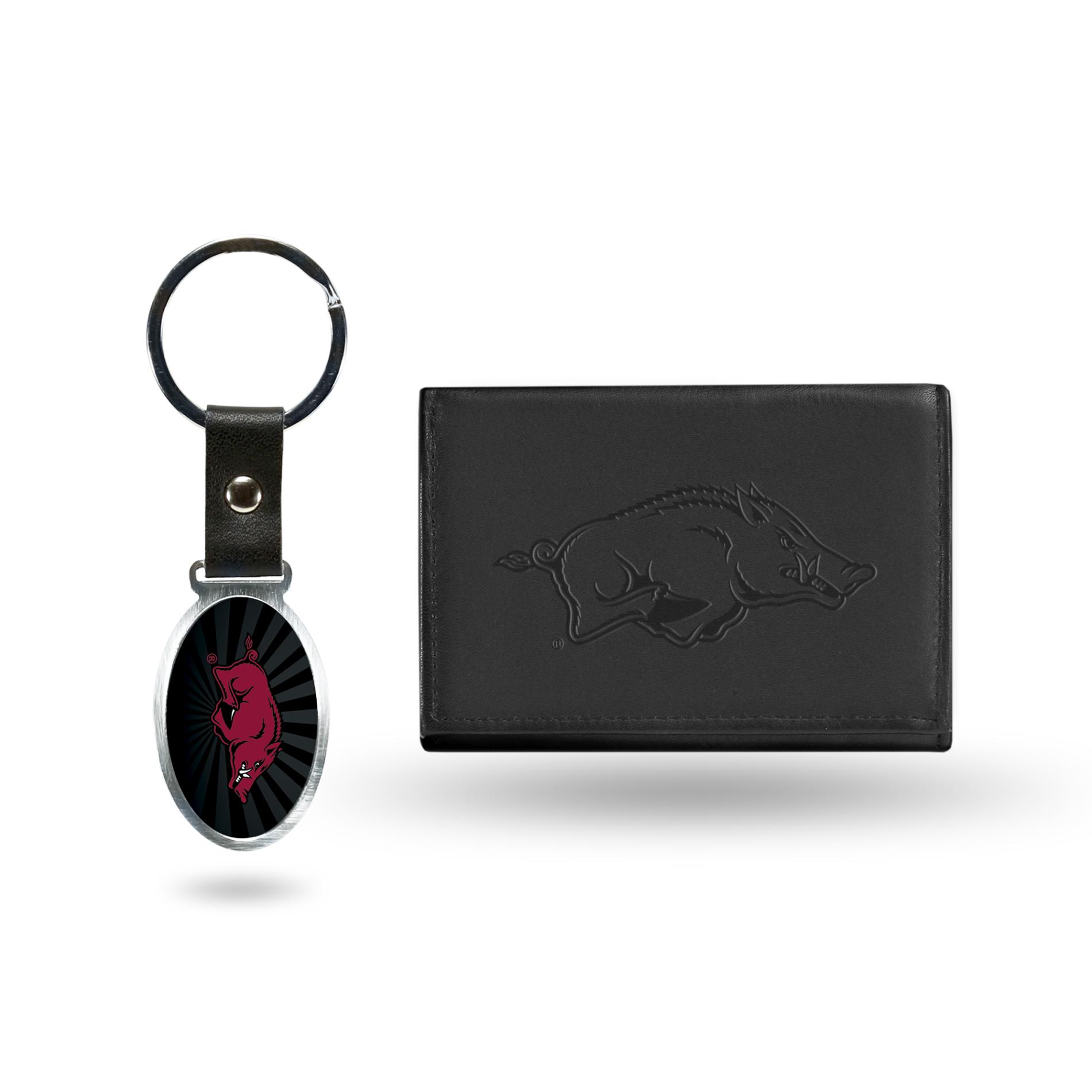 NCAA Men's Wallet & Key Chain - Arkansas Razorbacks, Grey NCAA Men's Wallet & Key Chain - Arkansas Razorbacks, Grey