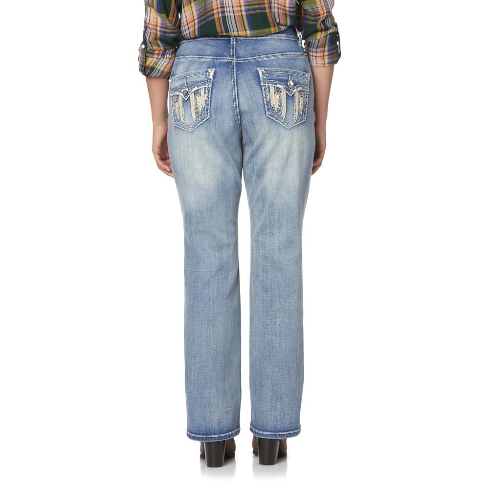 Simply Emma Women's Plus Embellished Bootcut Jeans - Medium Wash