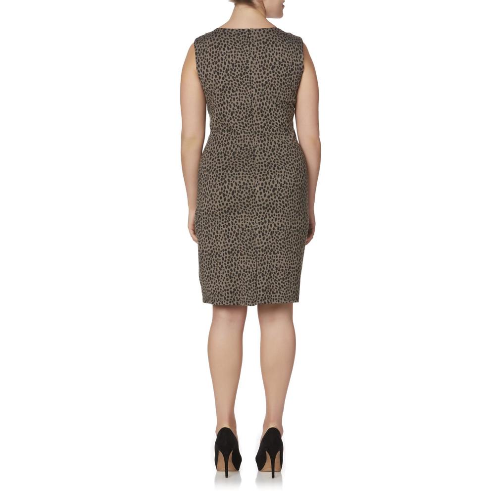 Metaphor Women's Plus Sleeveless Sheath Dress - Leopard Print