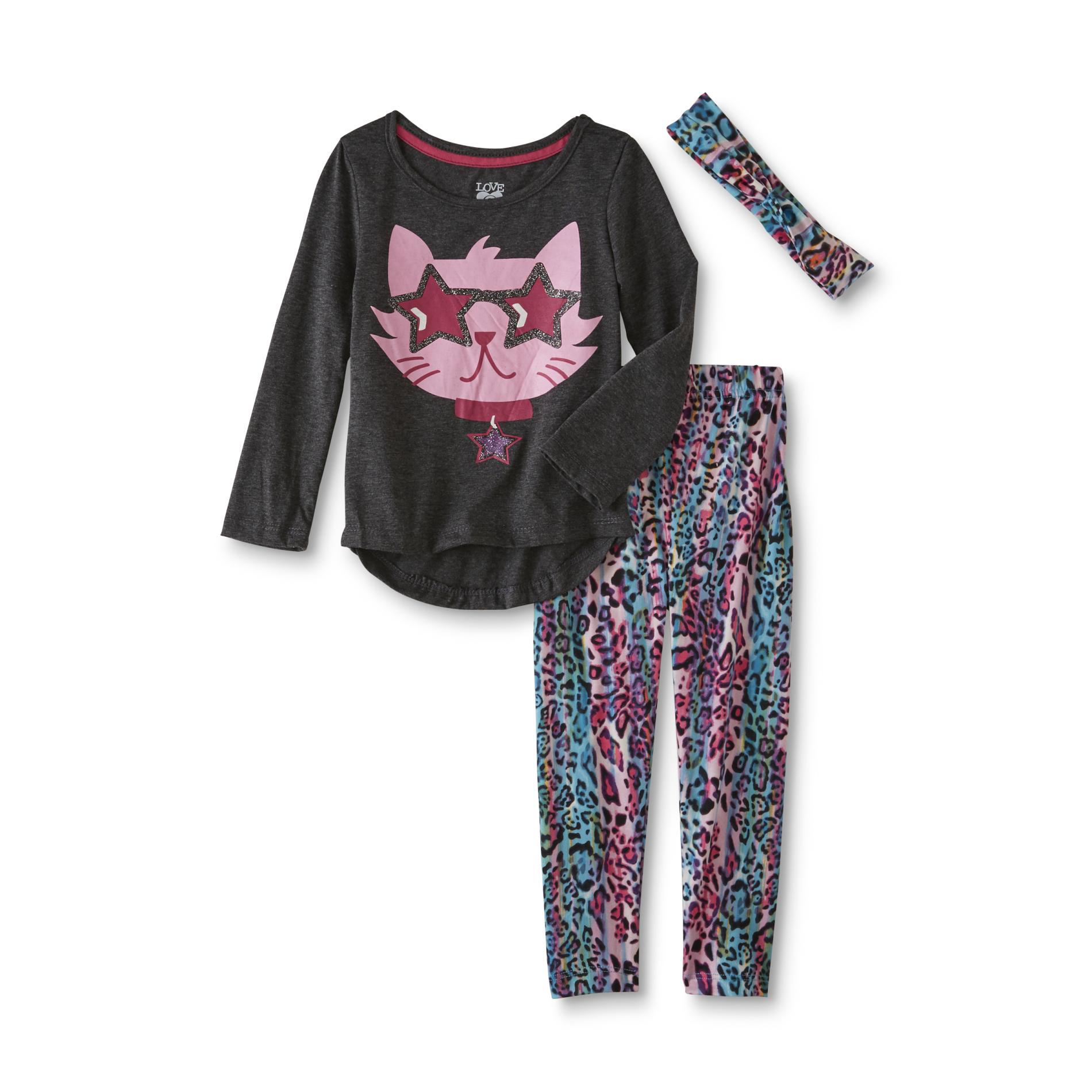 Love@FirstSight Infant & Toddler Girls' Graphic T-Shirt, Leggings & Headband - Kitty