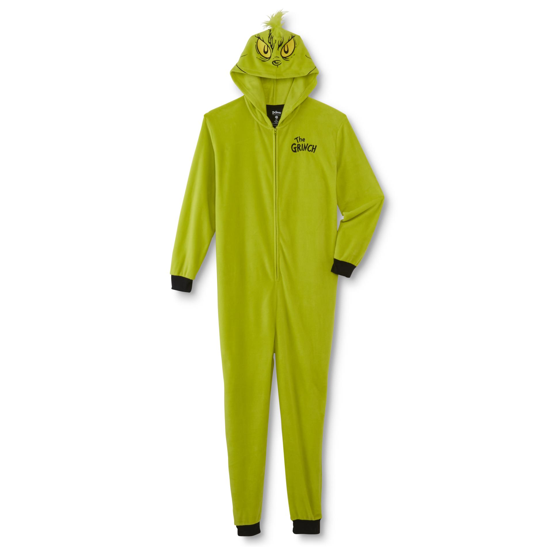 Bumkins The Grinch Men's One-Piece Hooded Christmas Pajamas
