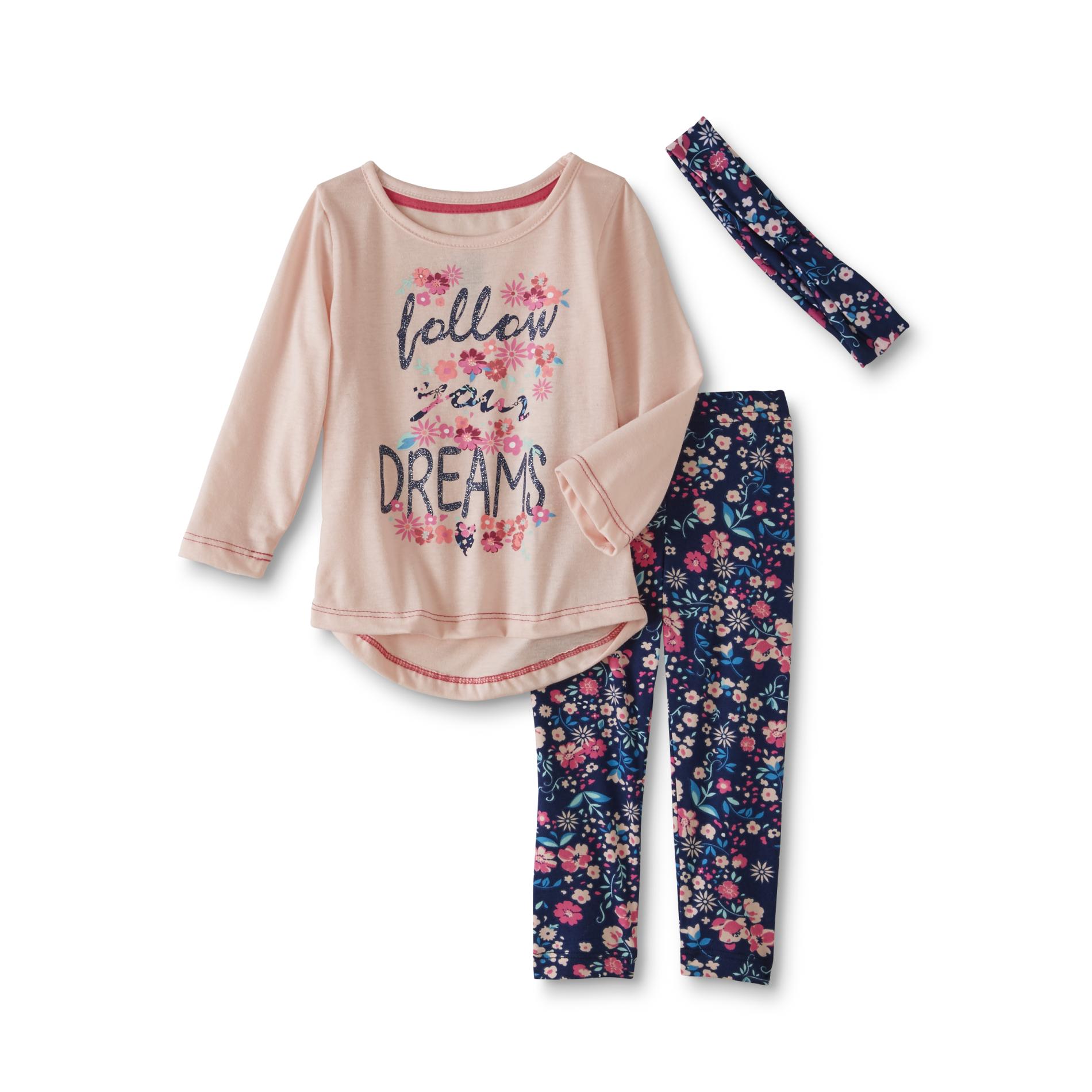 Love@FirstSight Infant & Toddler Girls' Graphic T-Shirt, Leggings & Headband - Dreams