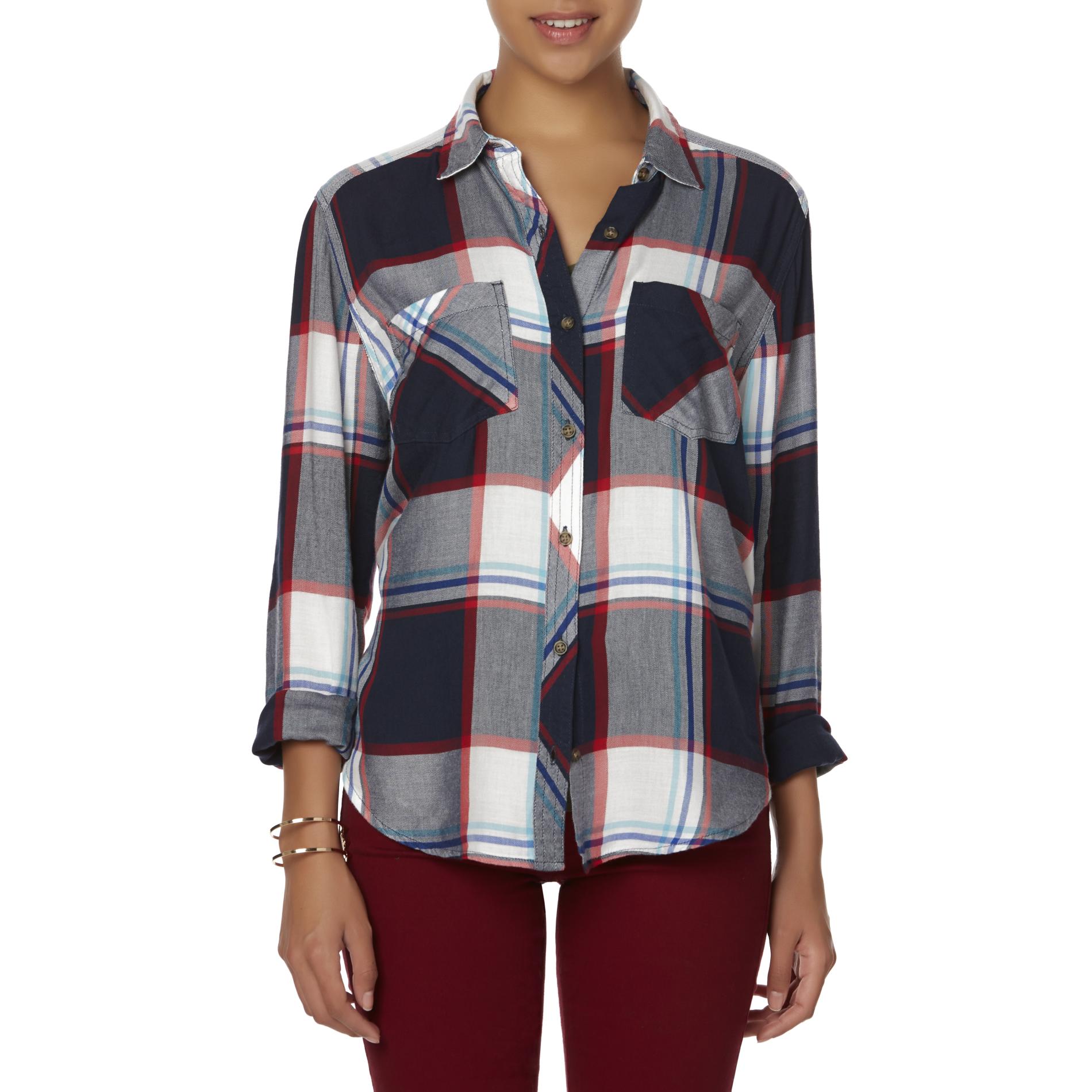 Simply Styled Women's Button-Front Shirt - Plaid
