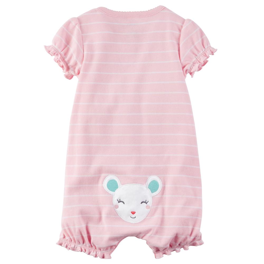 Carter's Newborn & Infant Girls' Short-Sleeve Creeper - Striped & Mouse