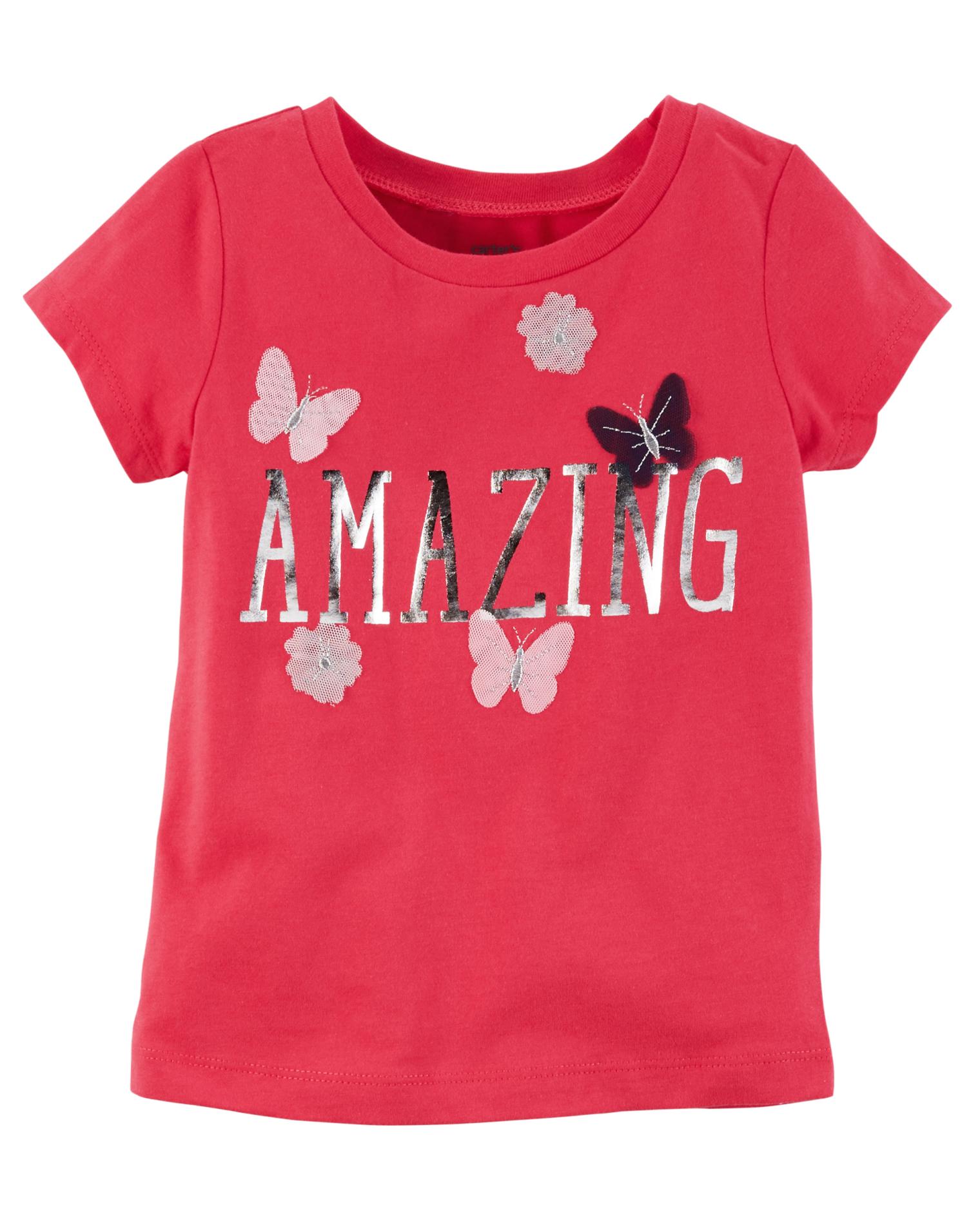 Carter's Girls' Short-Sleeve T-Shirt - Butterflies