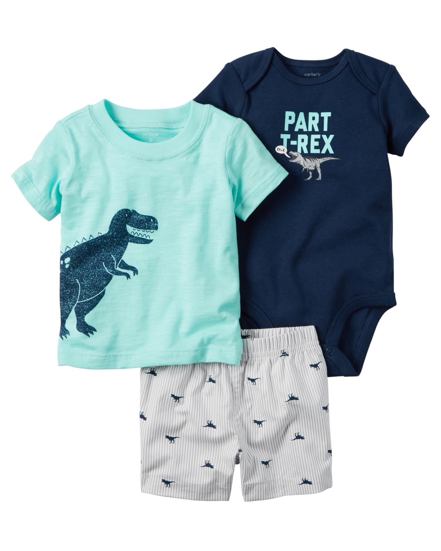 Carter's Newborn & Infant Boys' Bodysuit, T-Shirt & Shorts - Dinosaur