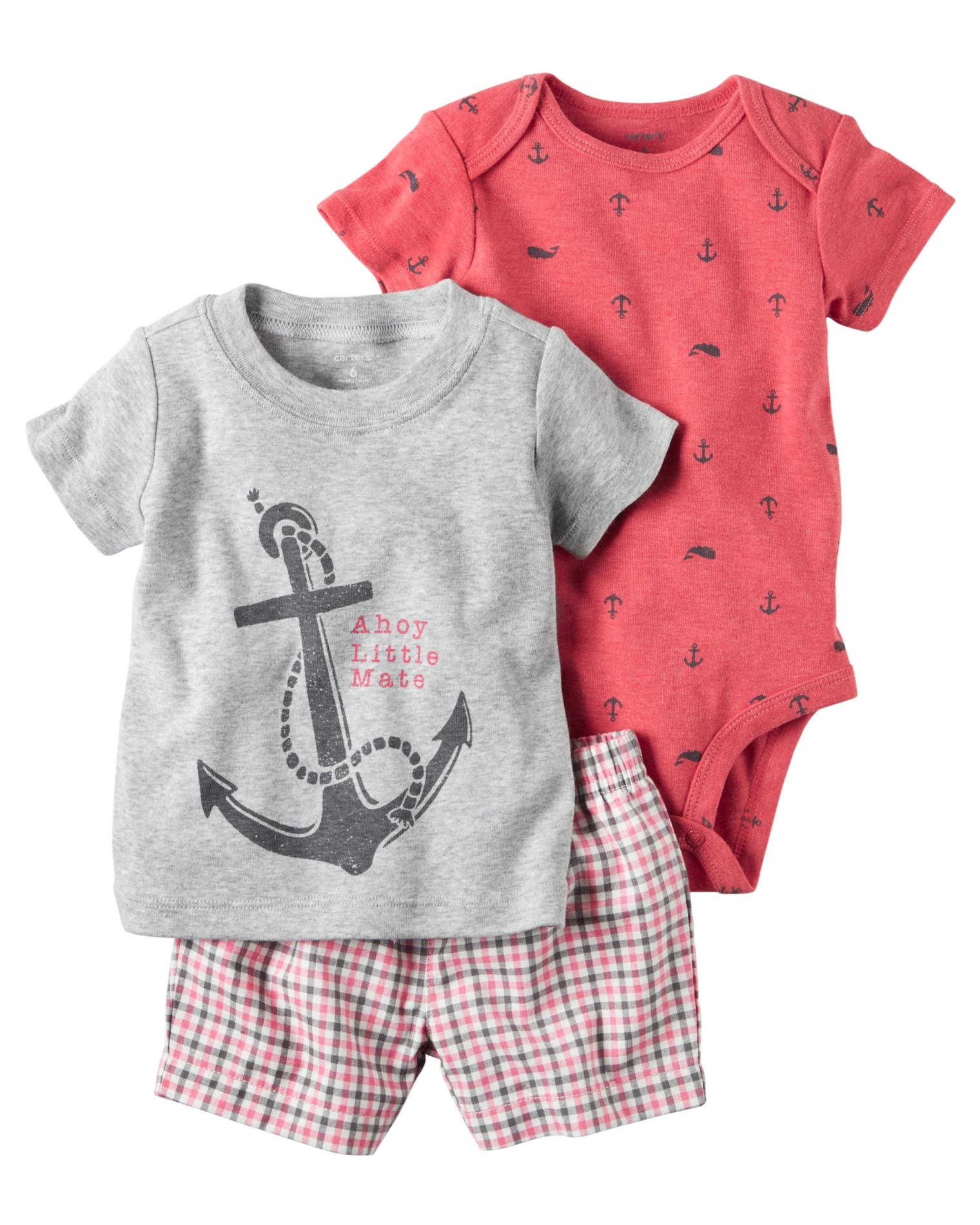 Carter's Newborn & Infant Boys' Bodysuit, T-Shirt & Shorts - Anchor
