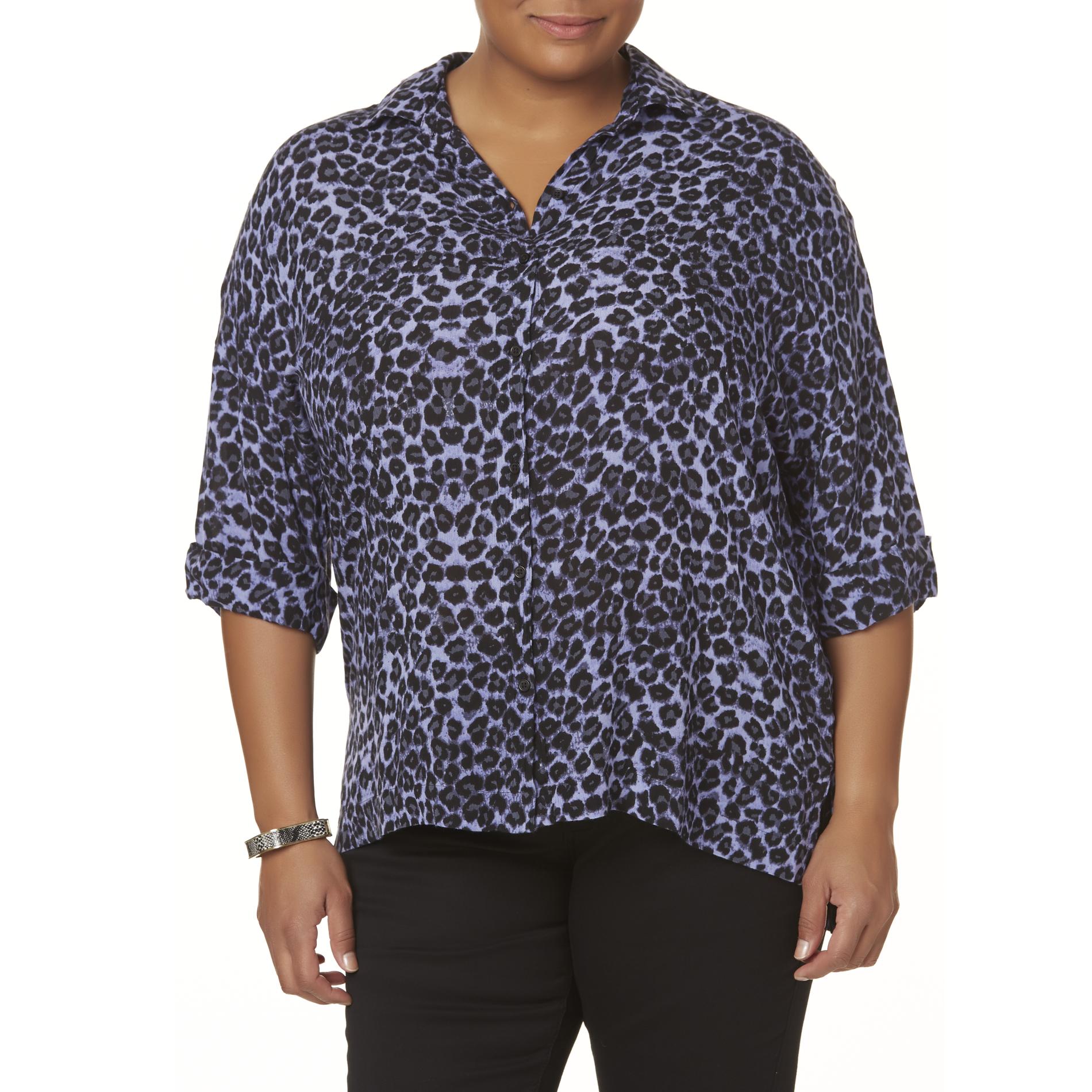 Attention Women's Plus High-Low Top - Animal Print
