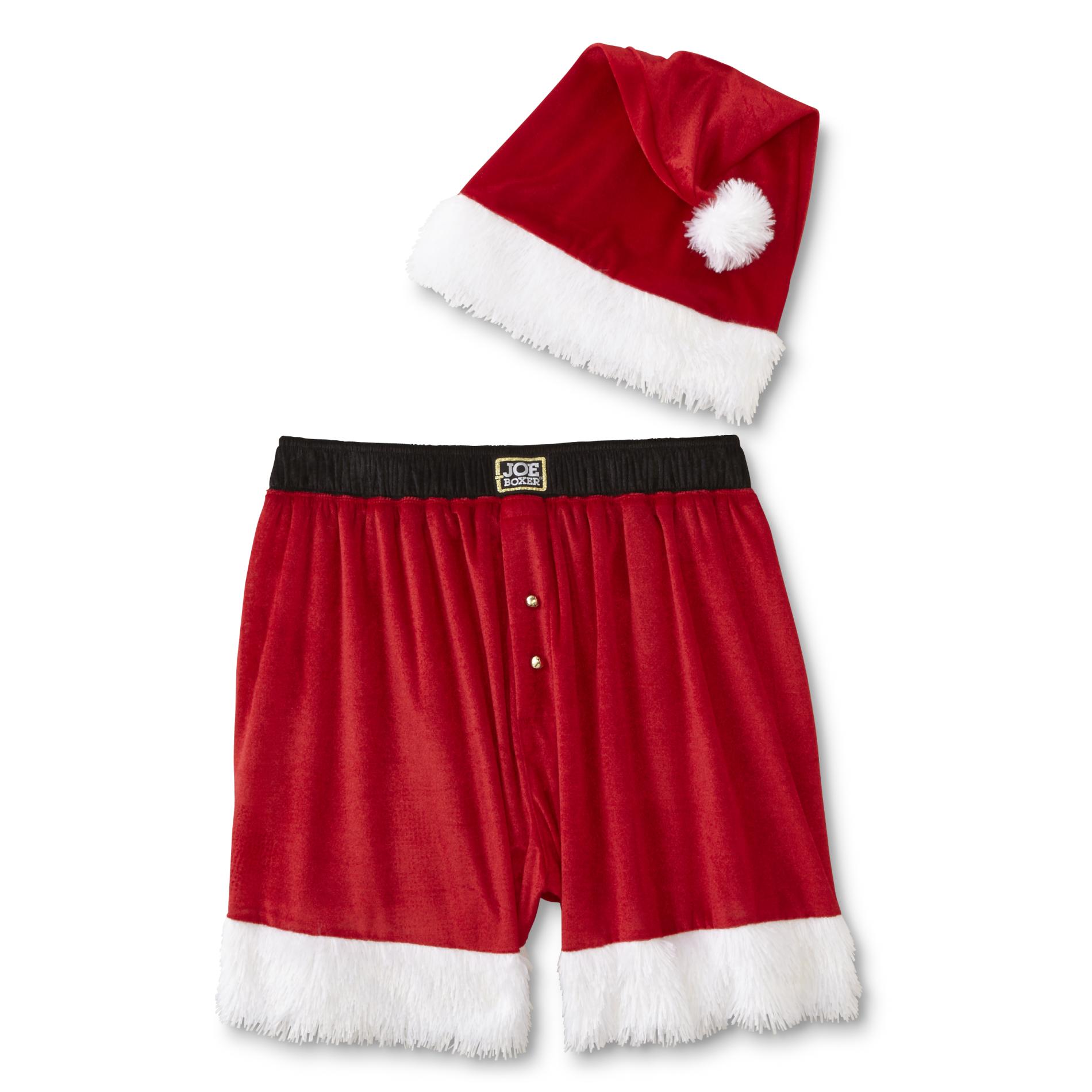 Joe Boxer Men's Christmas Pajama Shorts & Santa Hat