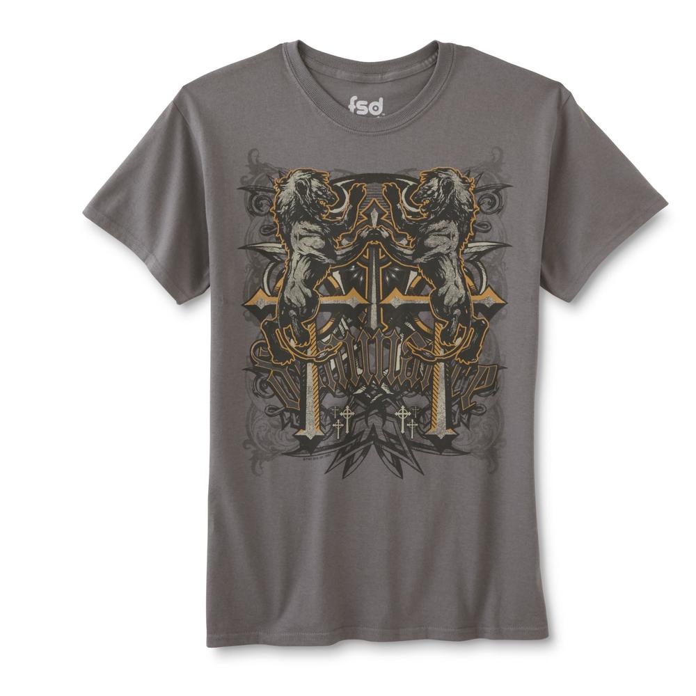 Screen Tee Market Brands Young Men's Graphic T-Shirt - Lion Cross