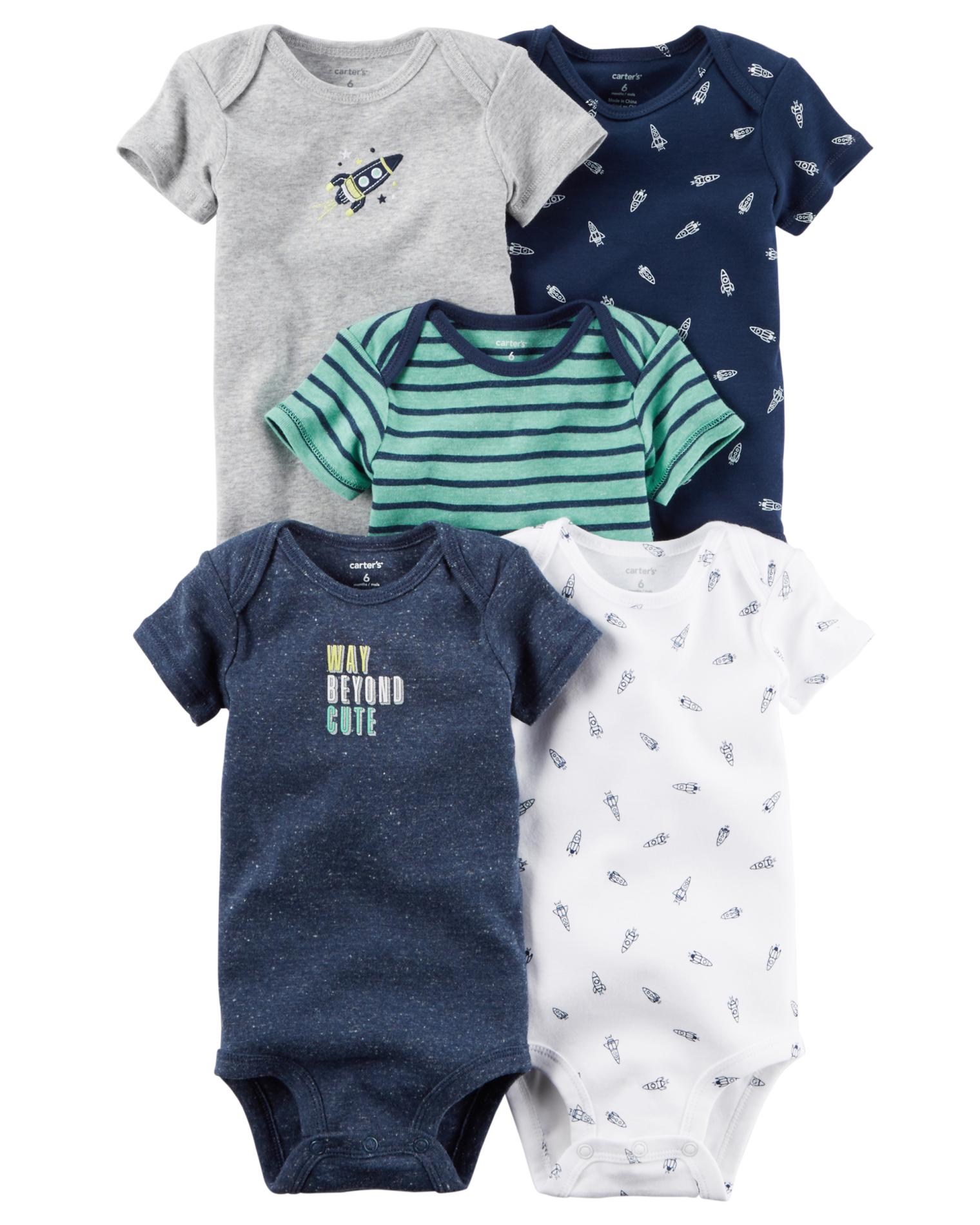 Carter's Newborn & Infant Boys' 5-Pack Short-Sleeve Bodysuits