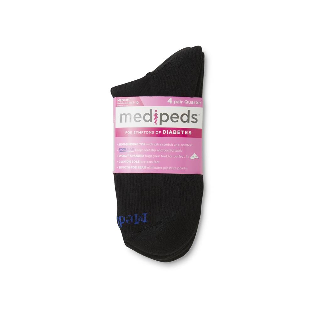 MediPeds 4-Pairs Diabetic Pain Relief Quarter Socks